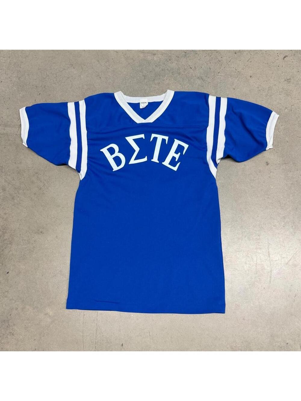 Vintage 60s 70s Jesco Beta Sigma Tau Fraternity #7 V-Neck Football Jersey Mens M